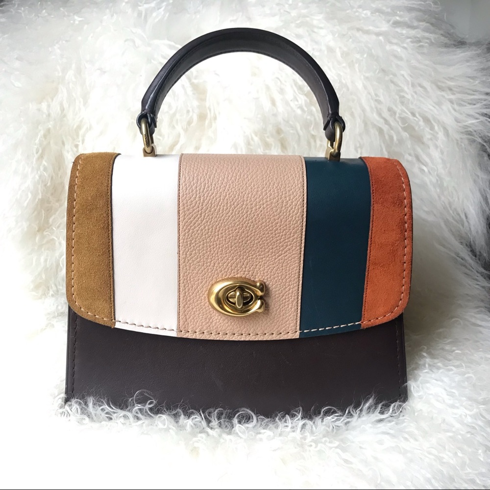Coach Parker Colorblock Stripe Leather Bag
